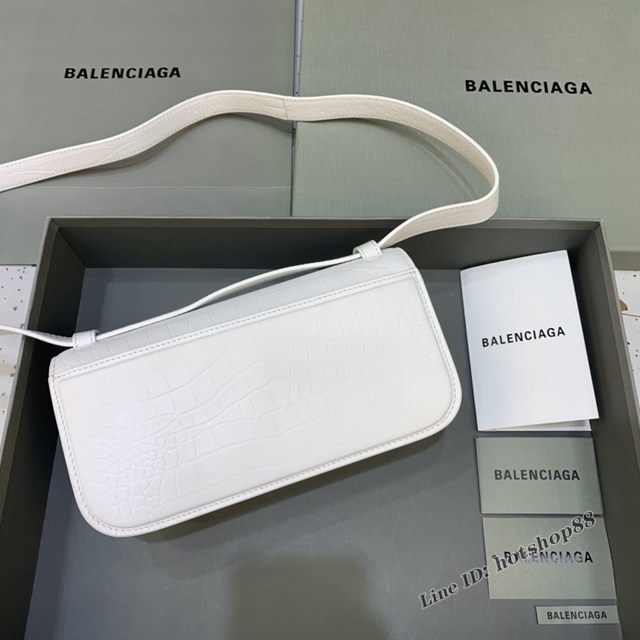 Balenciaga專櫃爆款大號鱷魚白色金扣肩背包 巴黎世家新款Gossip bag斜挎包 fyj1315